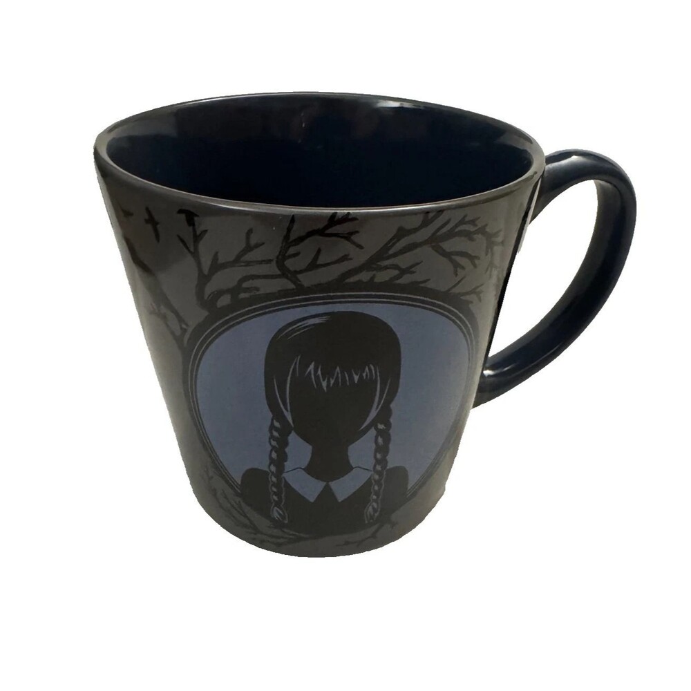 Wednesday Addams Black Gray 15oz New Ceramic Coffee Mug Gothic Halloween Ravens
